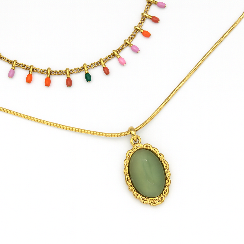 Layered Beaded & Pendant Necklace