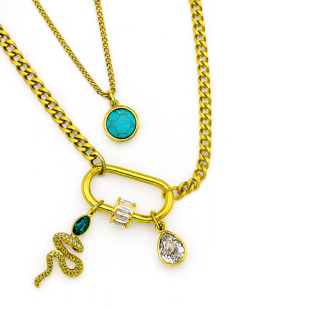 Layered Snake & Pendant Necklace