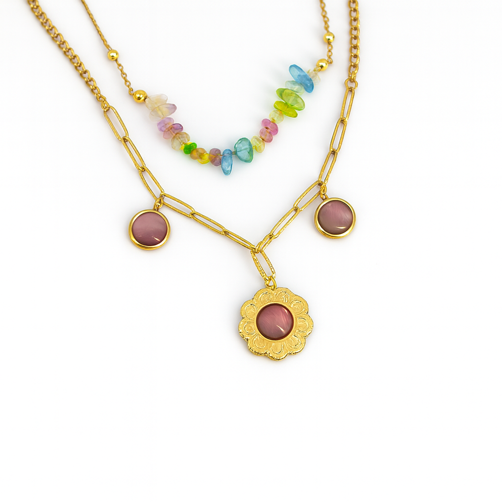 Layered Gemstone & Pendant Necklace