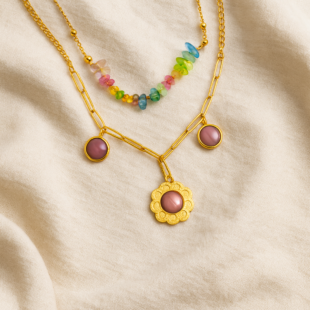Layered Gemstone & Pendant Necklace
