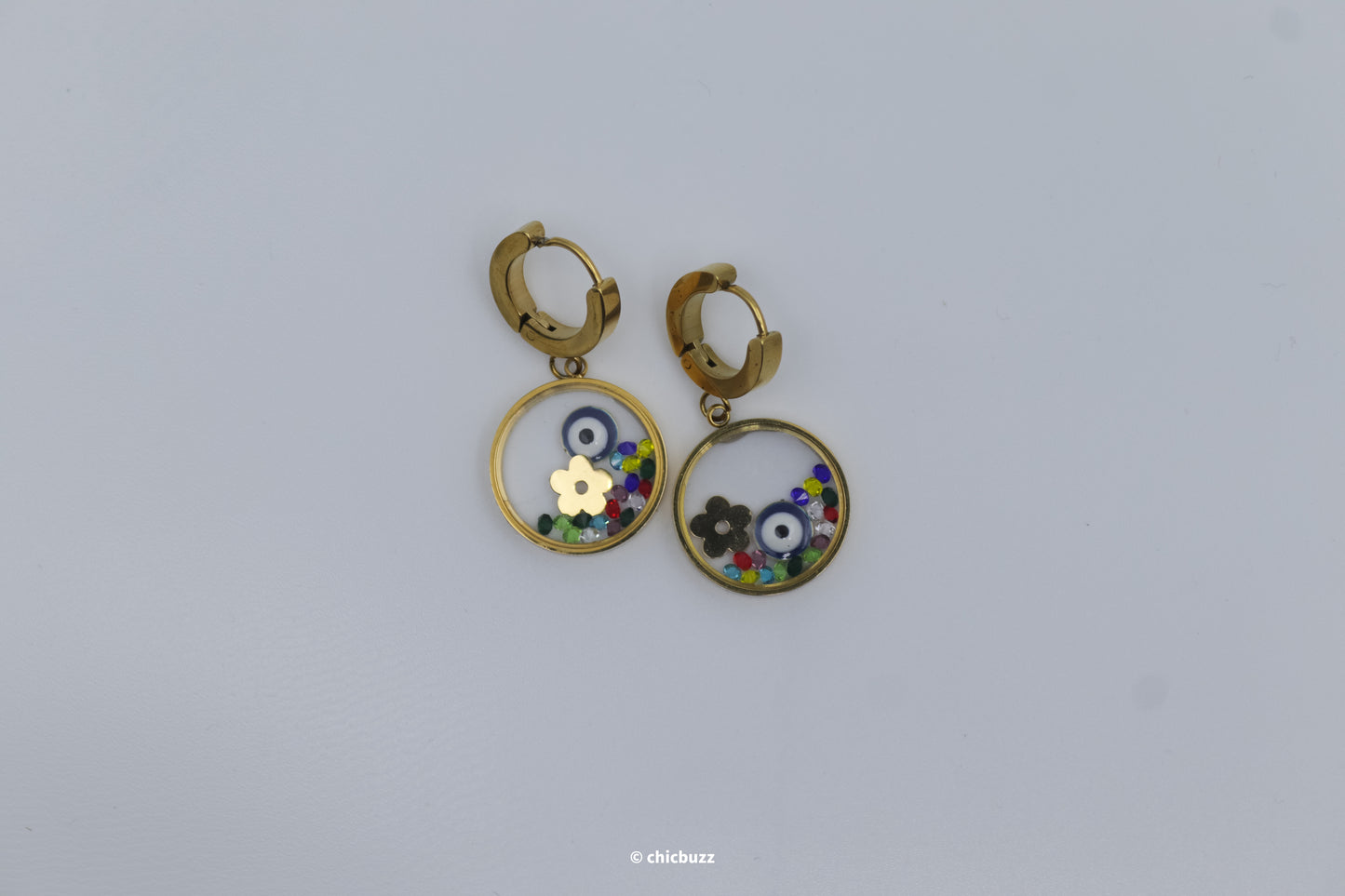 Circular Charm Pendant Necklace and Earrings Set