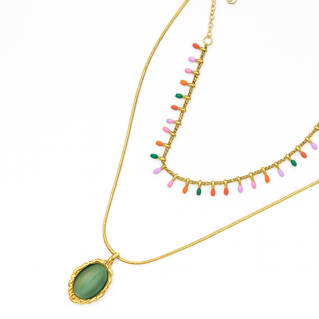 Layered Beaded & Pendant Necklace