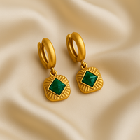 Gemstone Gold Plated Huggie Earrings