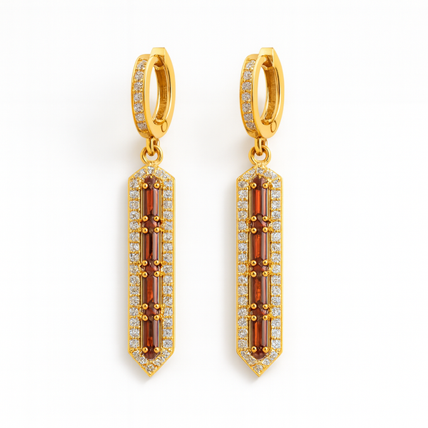 Red Gemstone Dangle Earrings