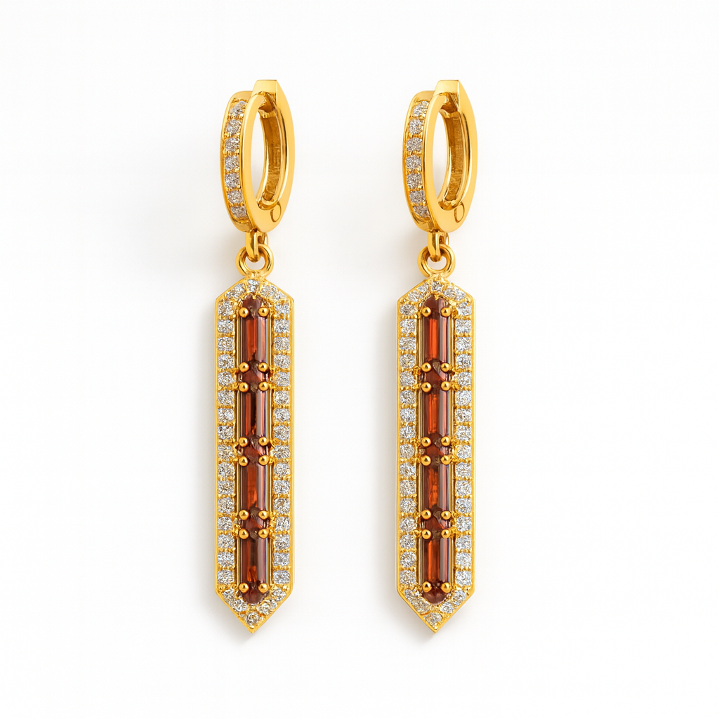 Red Gemstone Dangle Earrings