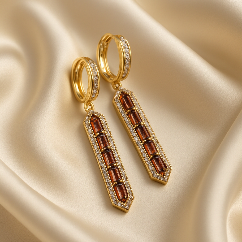 Red Gemstone Dangle Earrings