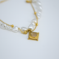 Layered Pearl & Gemstone Charm Bracelet