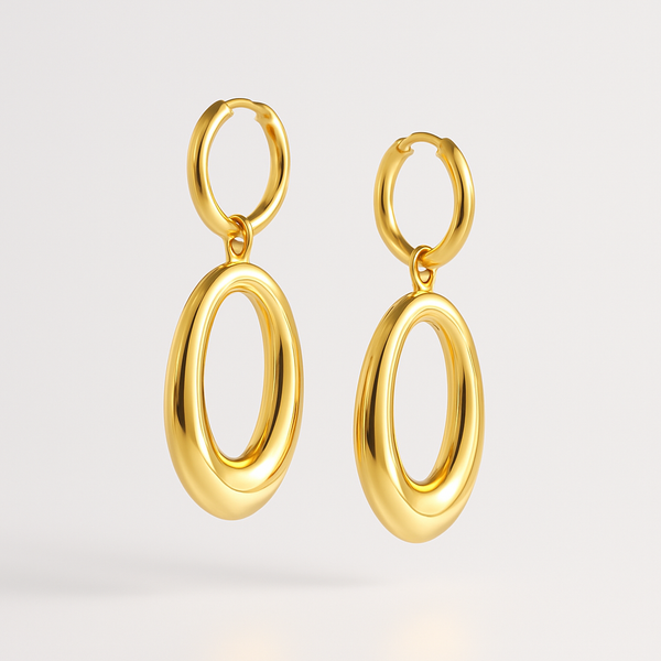 Oval Dangle Hoop Earrings