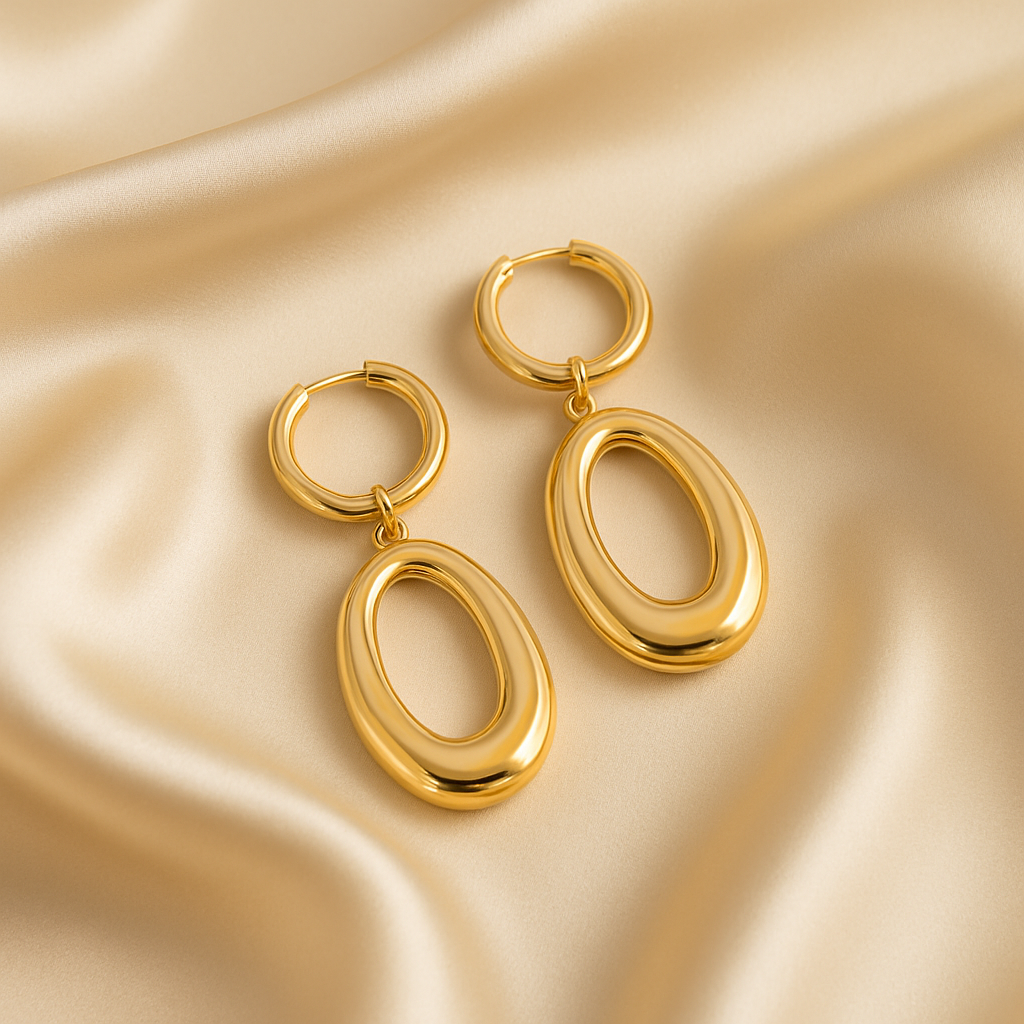 Oval Dangle Hoop Earrings