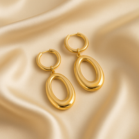 Oval Dangle Hoop Earrings