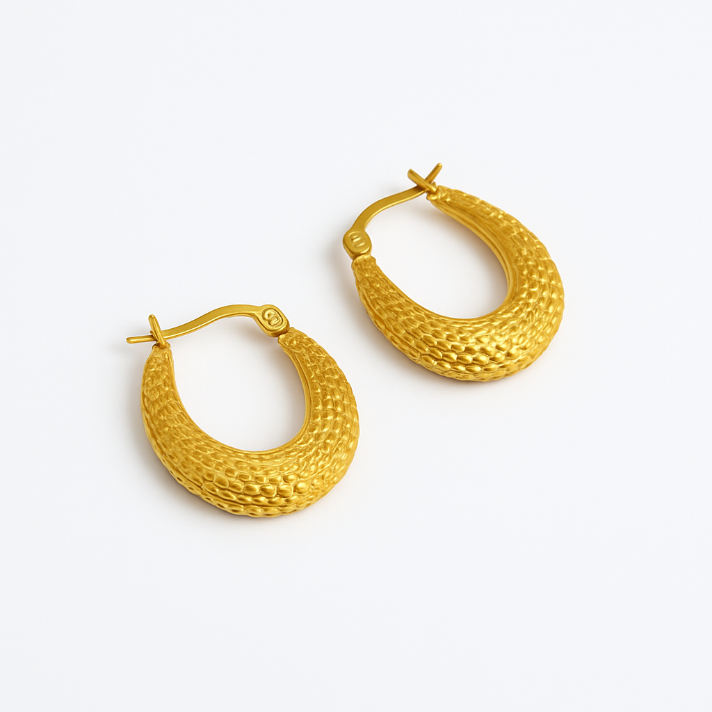 Tribal Hoop Brass Earrings