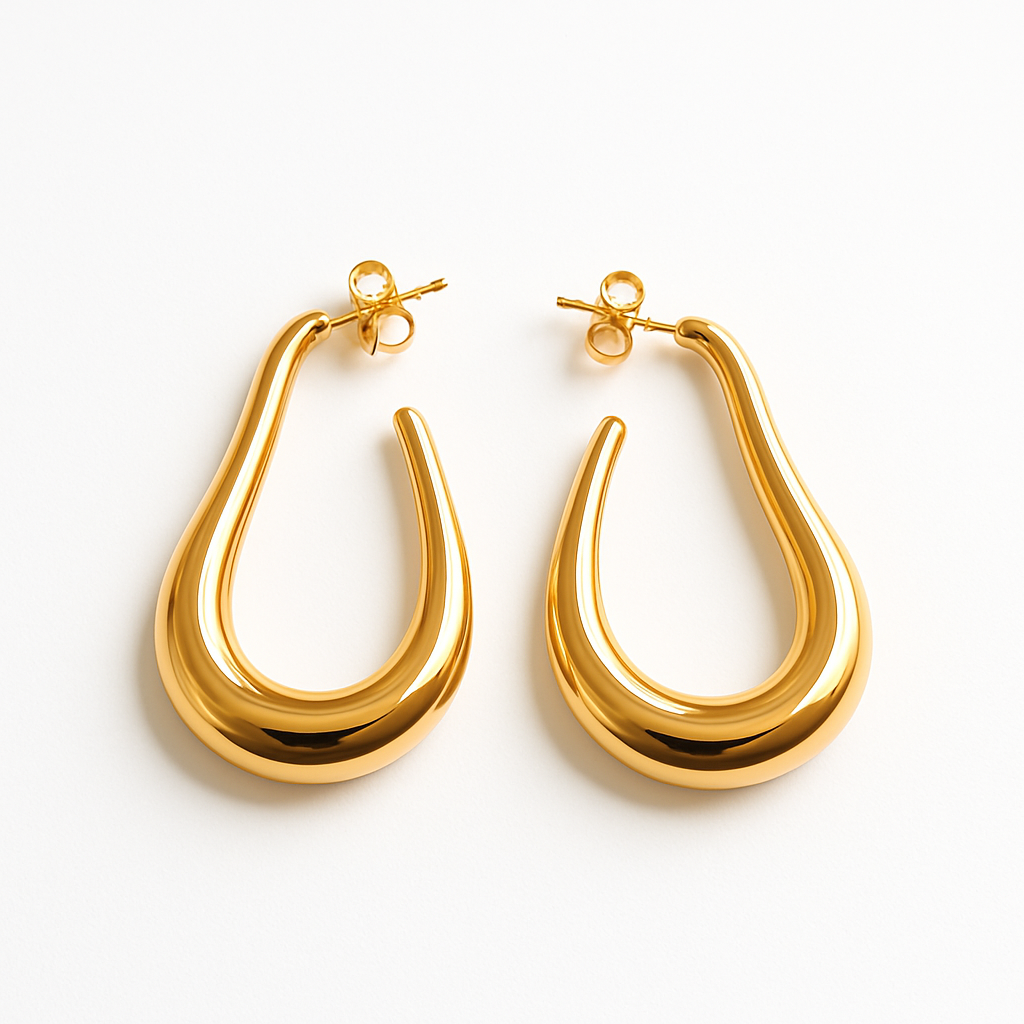 Sculptural Hollow Gold Hoop Earrings