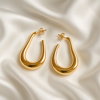 Sculptural Hollow Gold Hoop Earrings