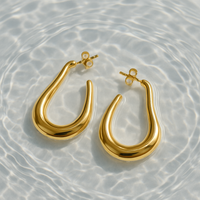 Sculptural Hollow Gold Hoop Earrings