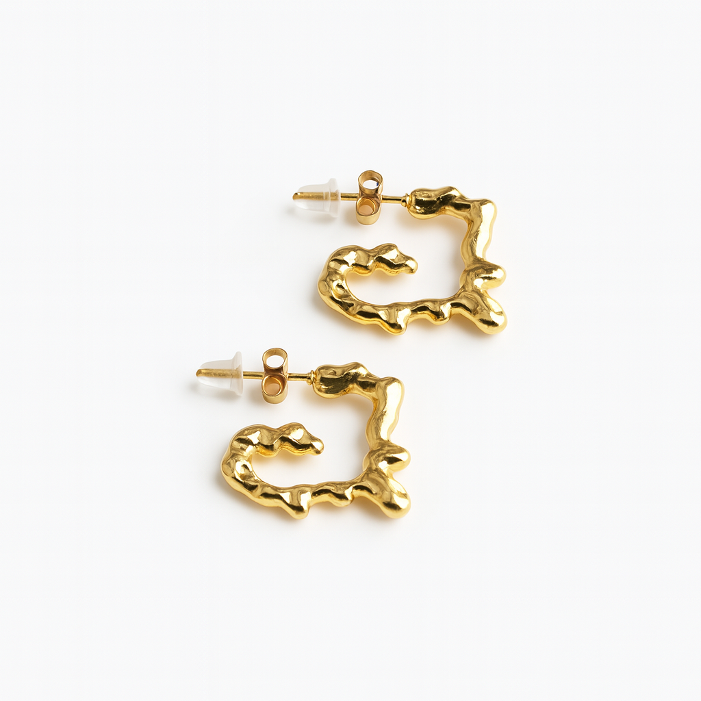 Sculpted Heart Hoop Earrings