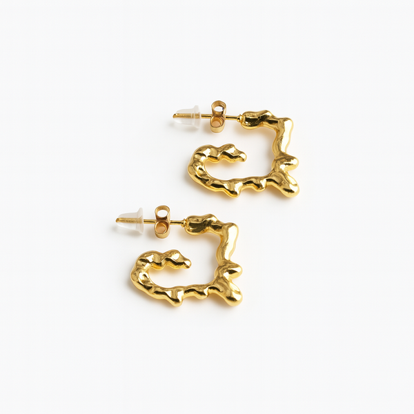 Sculpted Heart Hoop Earrings