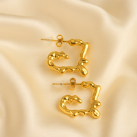 Sculpted Heart Hoop Earrings