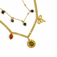 Layered Charm & Gemstone Necklace