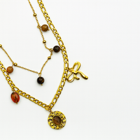 Layered Charm & Gemstone Necklace
