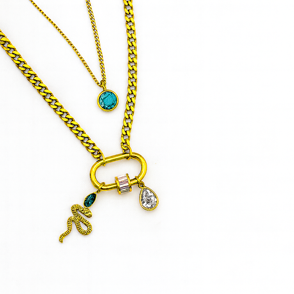 Layered Snake & Pendant Necklace