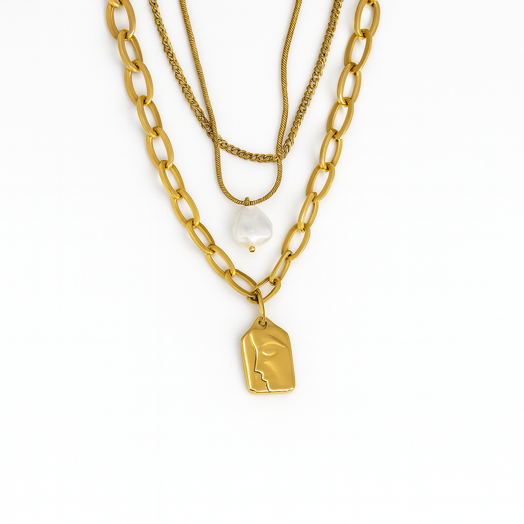 Layered Textured Pendant Necklace