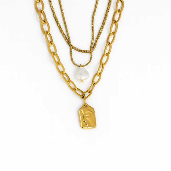 Layered Textured Pendant Necklace