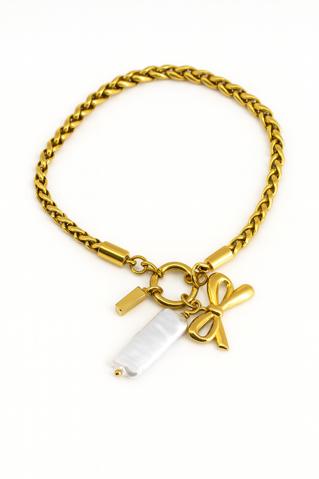 Bow & Pearl Charm Bracelet
