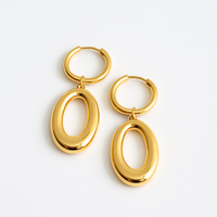 Oval Dangle Hoop Earrings
