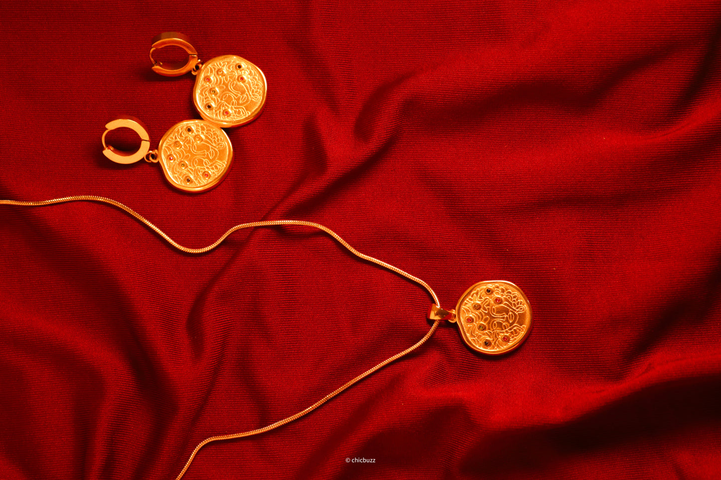 Coin Pendant Necklace and Earrings Set
