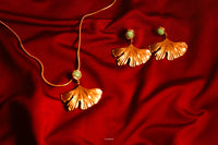 Ginkgo Leaf Necklace and Earrings Set