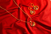 Circular Charm Pendant Necklace and Earrings Set